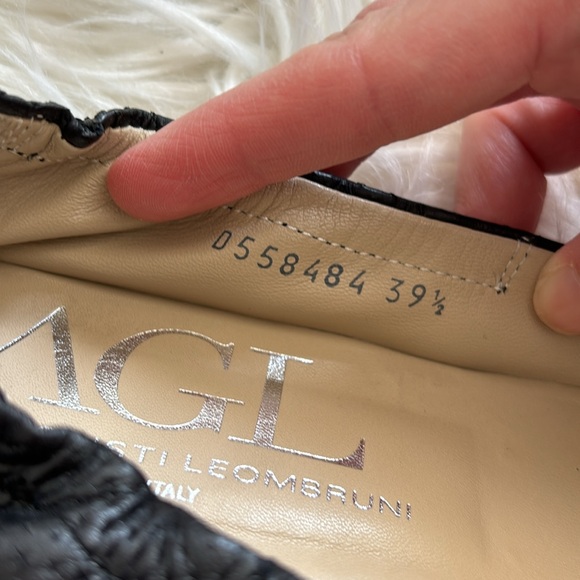 AGL Leather Two-Toned Peep Toe Flats Black/Cream 39.5 - Picture 10 of 10